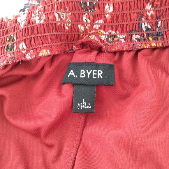 A.BYER FLORAL OFF THE SHOULDER FLORAL DRESS LARGE - Picture 8 of 8